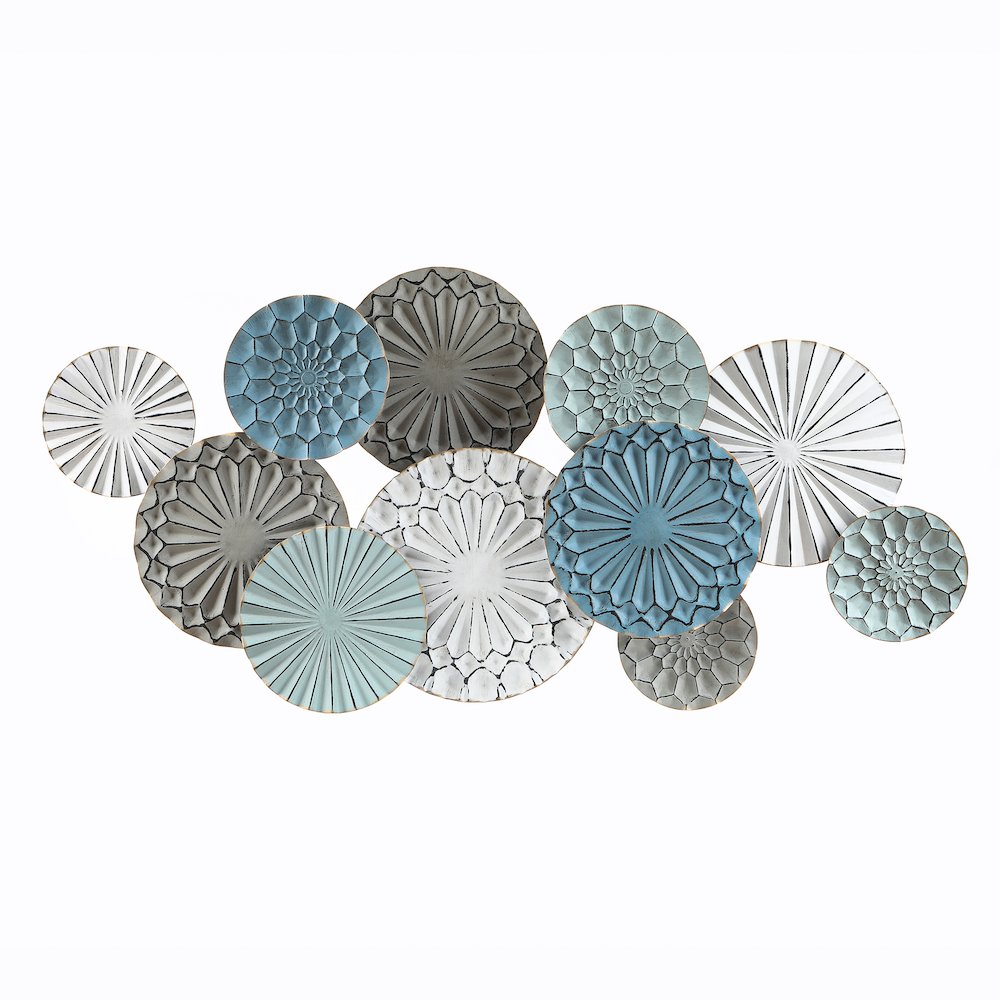 Multi-Color Metal Floral Layered Plates Wall Art. Picture 1