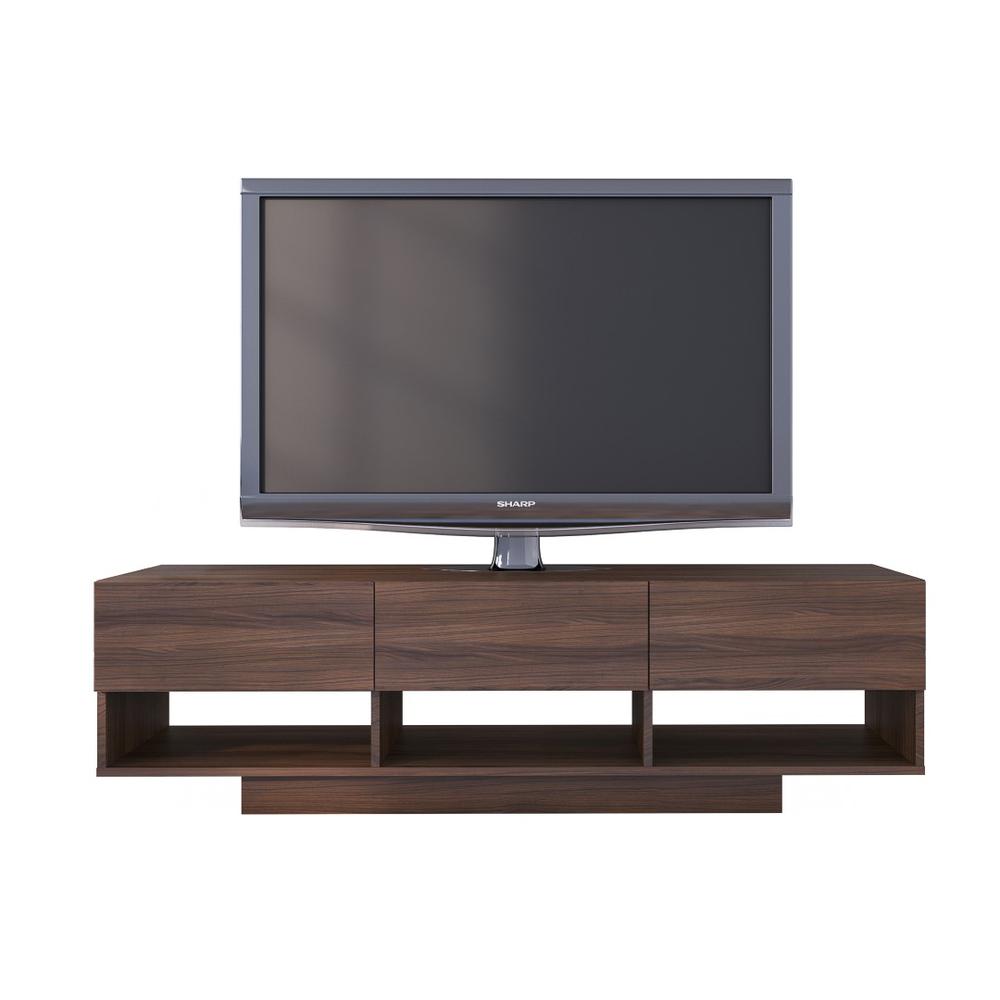 60-Inch Tv Stand With 3-Drawers, Walnut. Picture 1