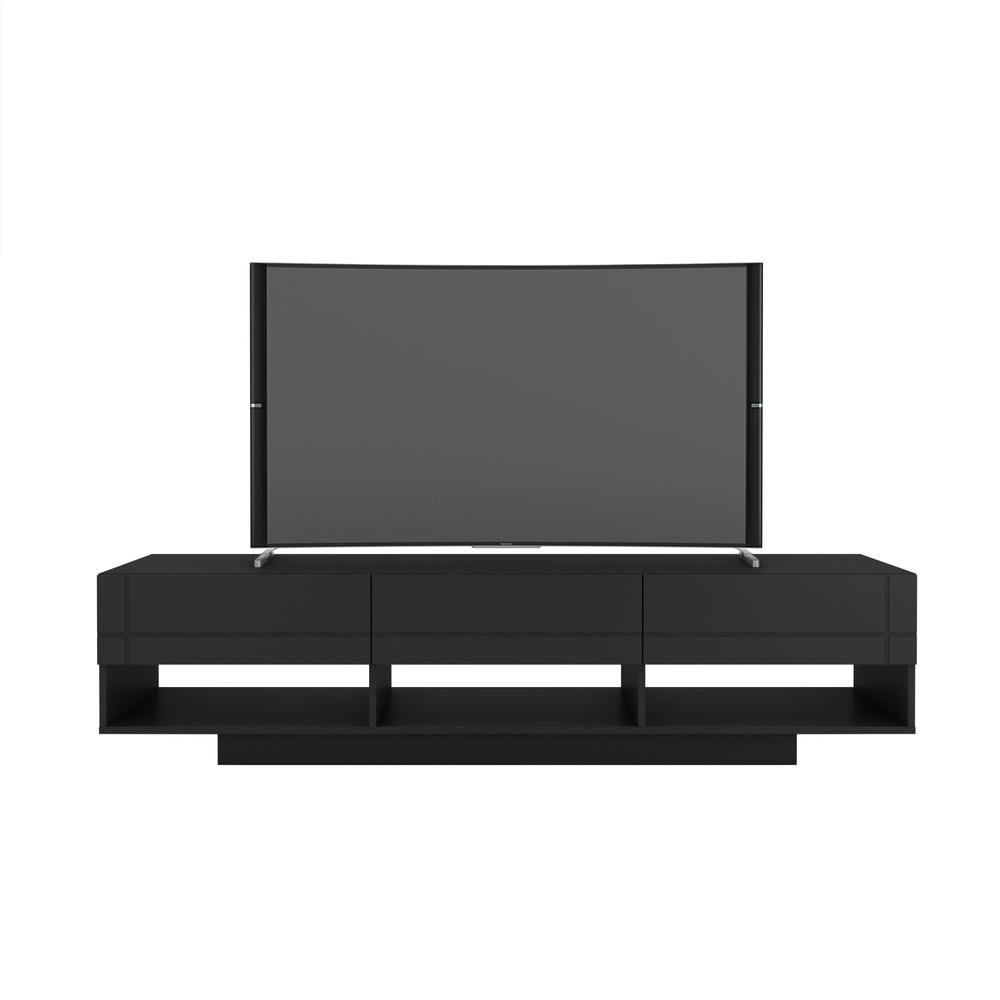 72-Inch Tv Stand With 3-Drawers, Black. Picture 1