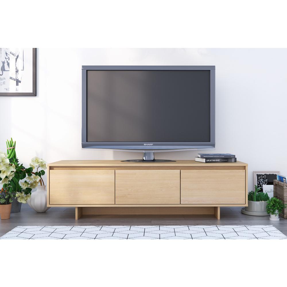 60-Inch Tv Stand With Storage, Natural Maple. Picture 2