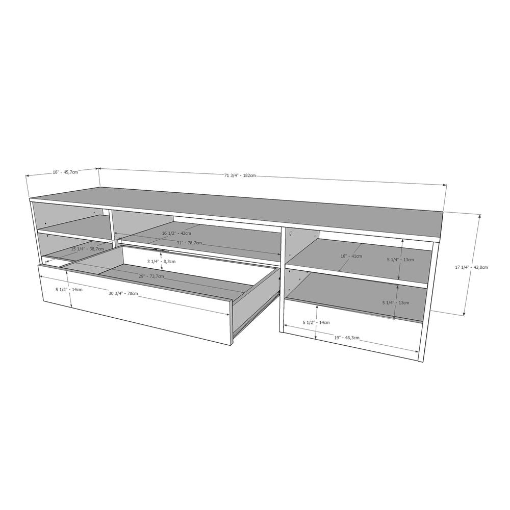 72-Inch Tv Stand With A Drawer, White. Picture 4