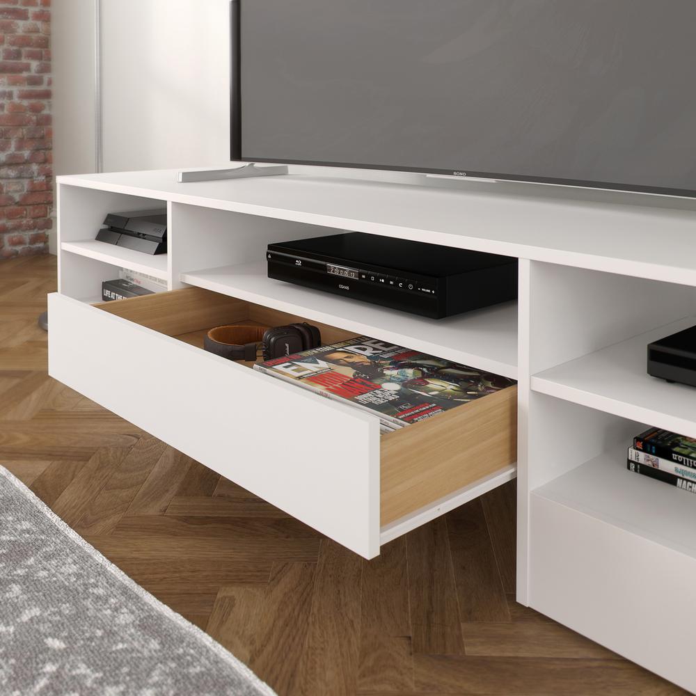 72-Inch Tv Stand With A Drawer, White. Picture 3