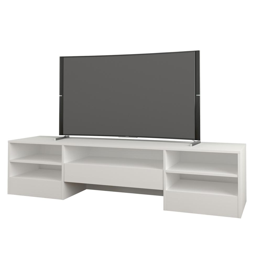 72-Inch Tv Stand With A Drawer, White. Picture 1