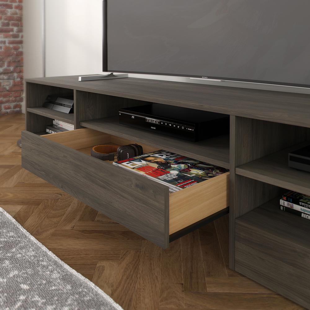 72-Inch Tv Stand With A Drawer, Bark Grey. Picture 3