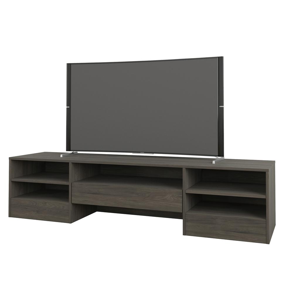 72-Inch Tv Stand With A Drawer, Bark Grey. Picture 1