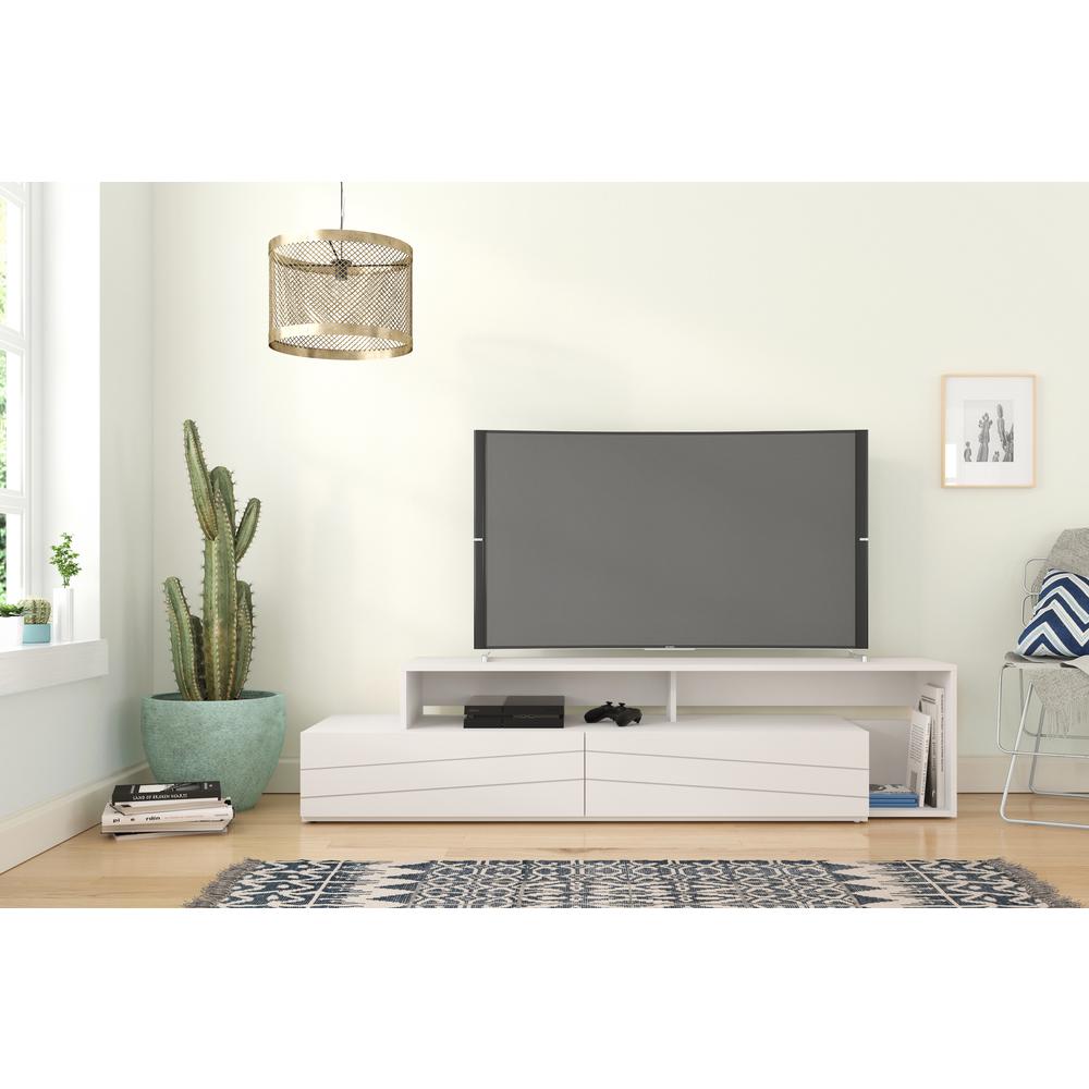 72-Inch Tv Stand With 2 Drawers, White. Picture 3