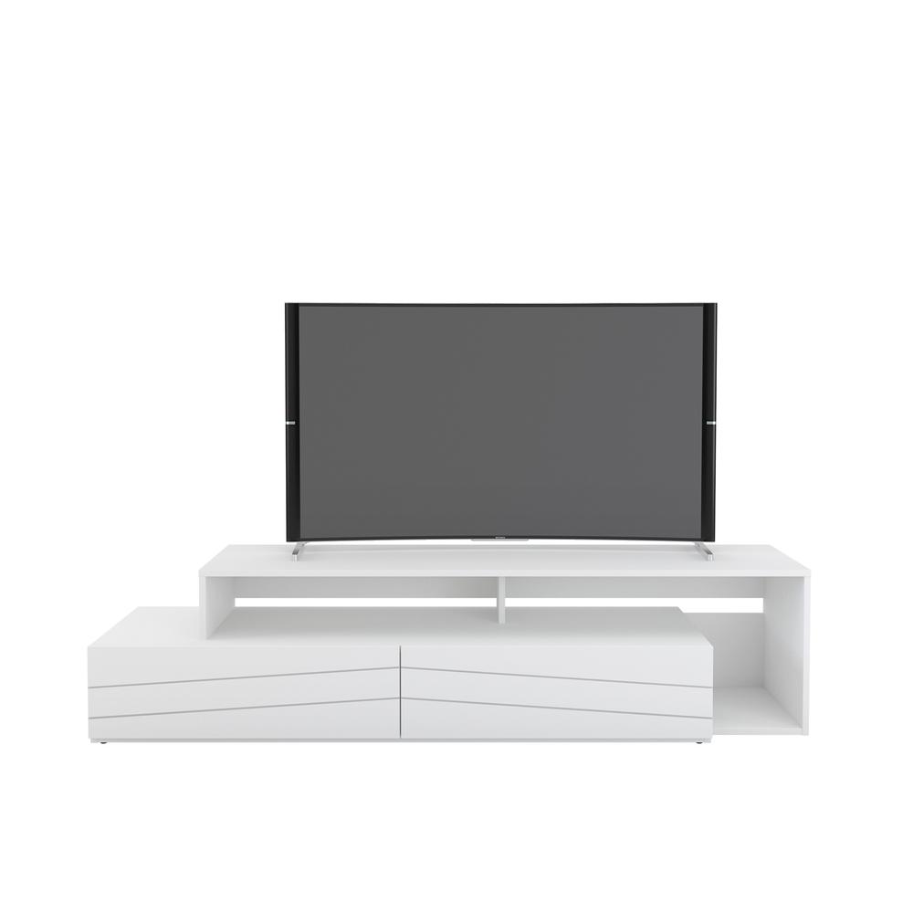 72-Inch Tv Stand With 2 Drawers, White. Picture 2