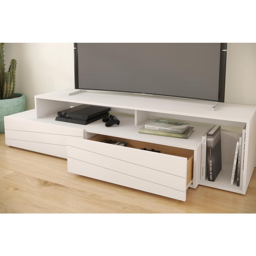 72-Inch Tv Stand With 2 Drawers, White. Picture 4