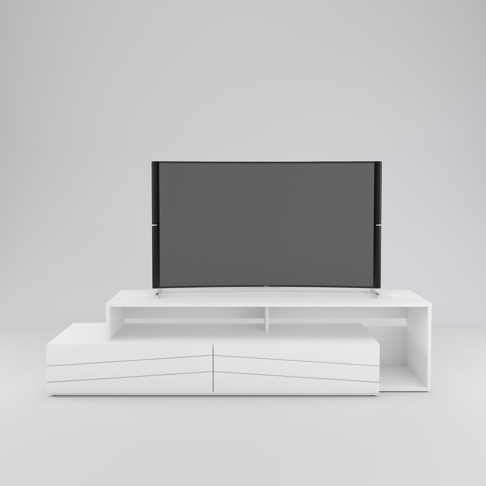 72-Inch Tv Stand With 2 Drawers, White. Picture 6