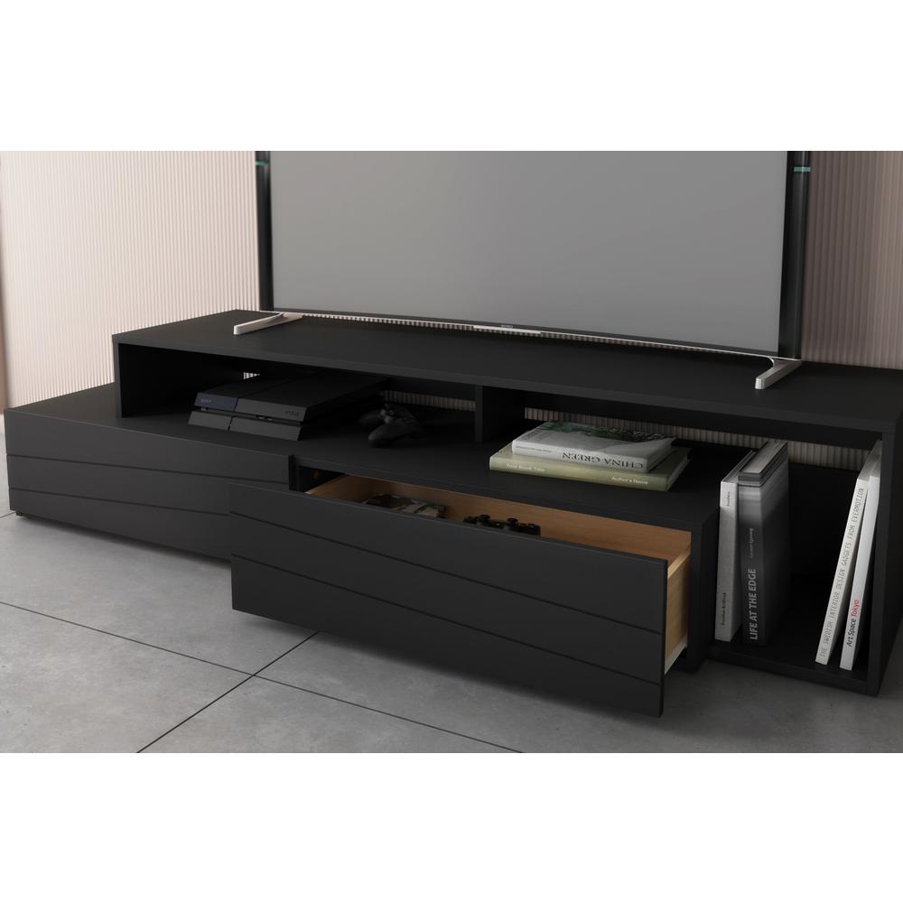 72-Inch Tv Stand With 2 Drawers, Black. Picture 3