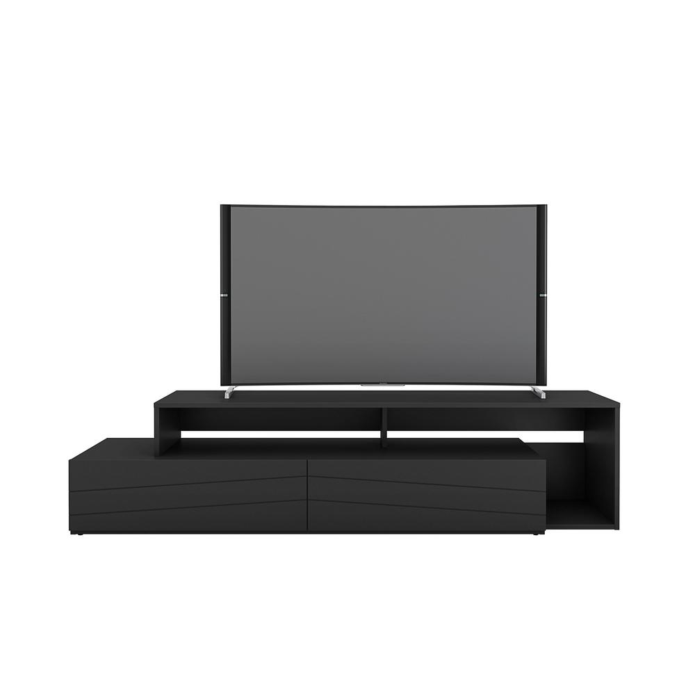 72-Inch Tv Stand With 2 Drawers, Black. Picture 1