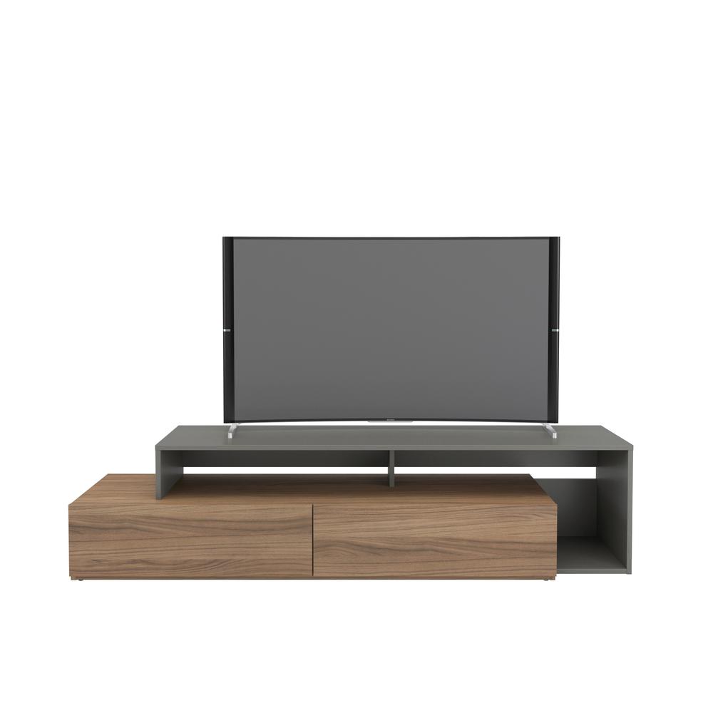 72-Inch Tv Stand With 2 Drawers, Nutmeg & Greige. Picture 1