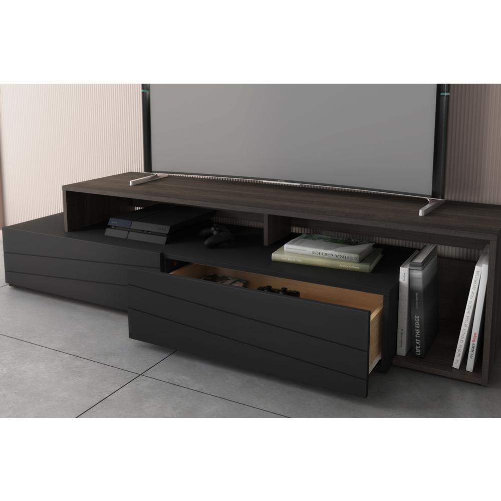 72-Inch Tv Stand With 2 Drawers, Black , Ebony & Black. Picture 5