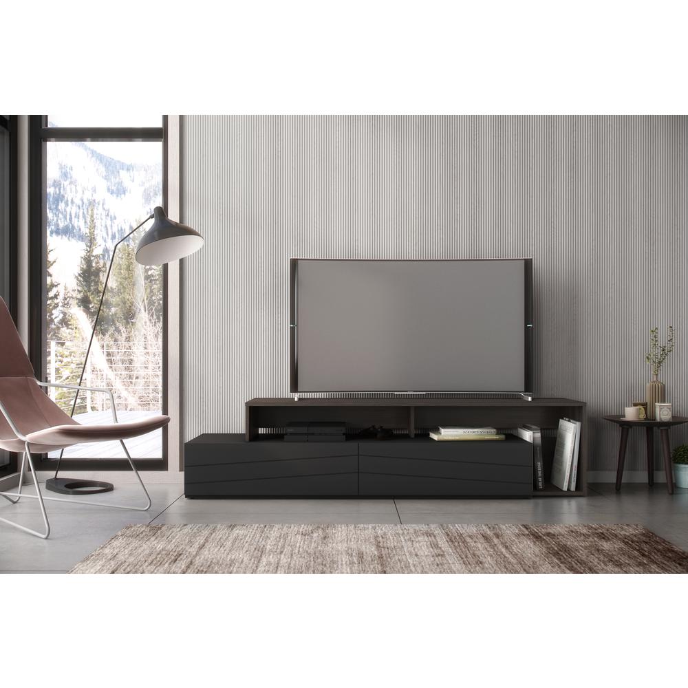 72-Inch Tv Stand With 2 Drawers, Black , Ebony & Black. Picture 2