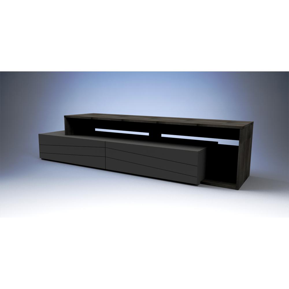 72-Inch Tv Stand With 2 Drawers, Black , Ebony & Black. Picture 3
