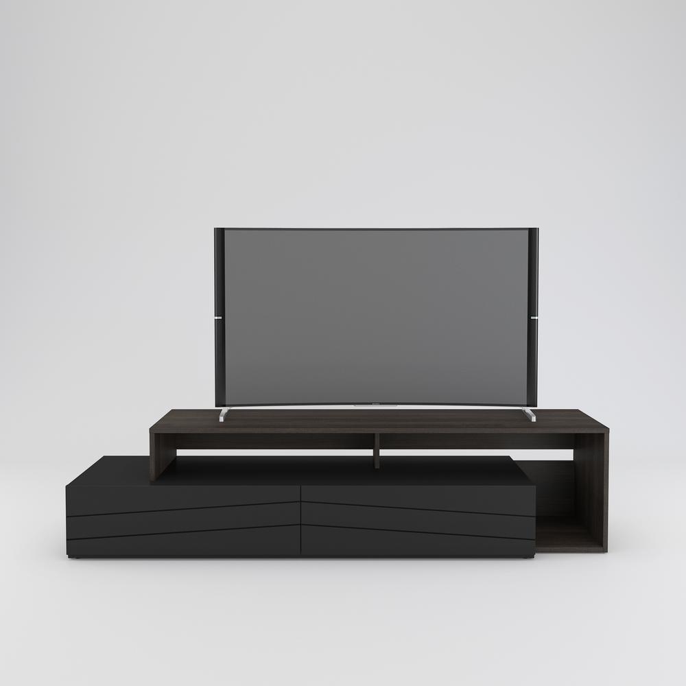72-Inch Tv Stand With 2 Drawers, Black , Ebony & Black. Picture 4
