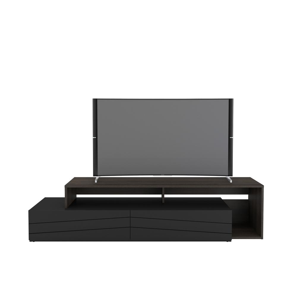 72-Inch Tv Stand With 2 Drawers, Black , Ebony & Black. Picture 1