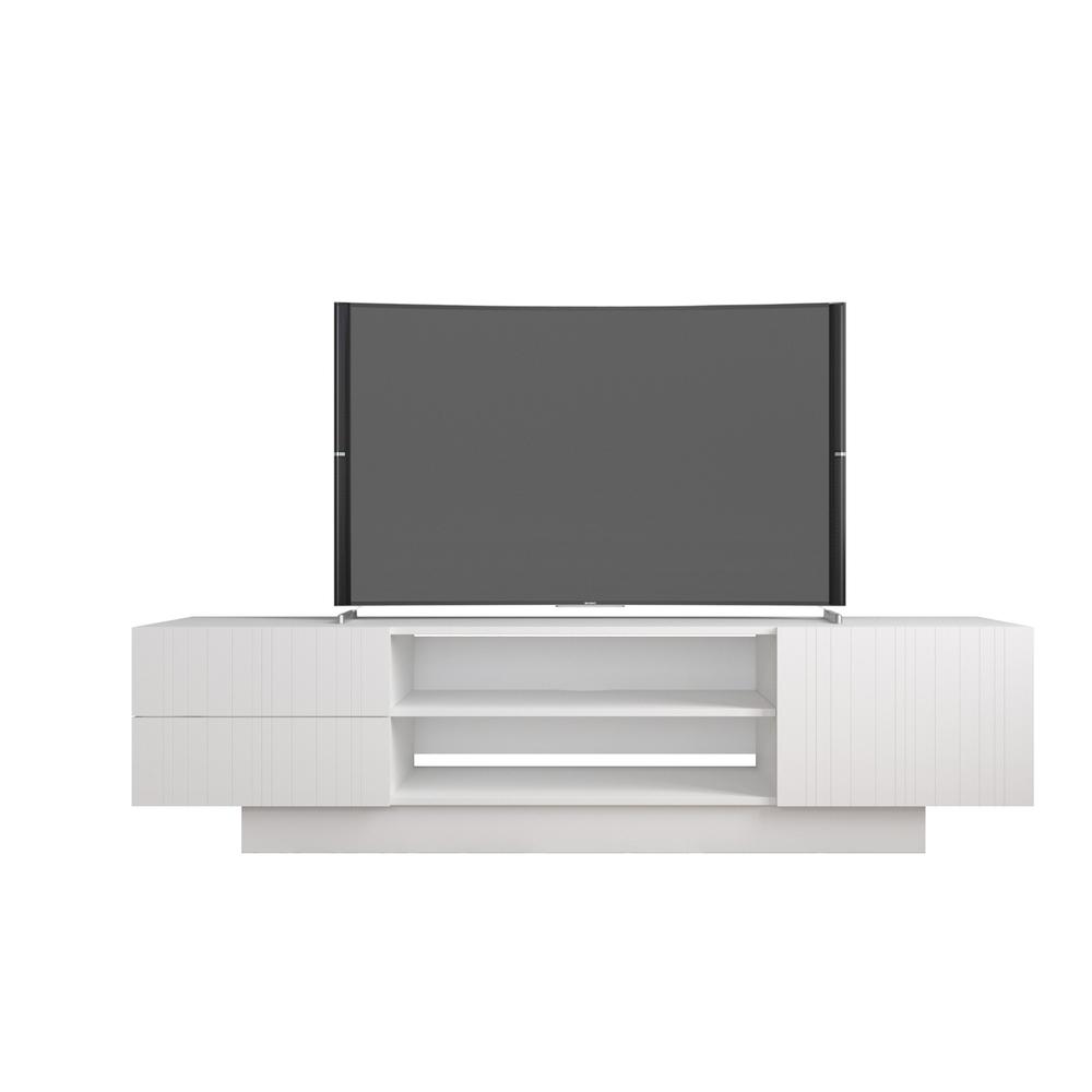 72-Inch Tv Stand With 2-Drawers And Cabinet, White. Picture 1
