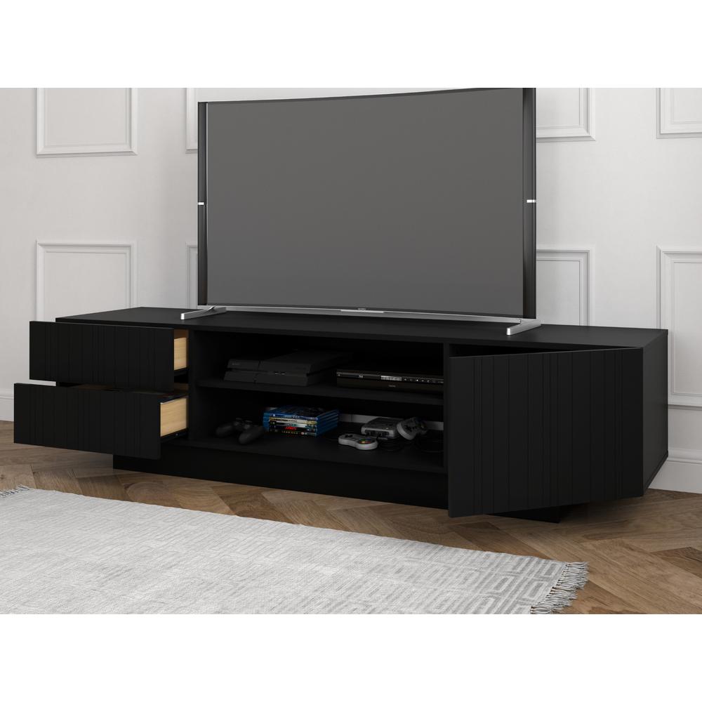 72-Inch Tv Stand With 2-Drawers And Cabinet, Black. Picture 3