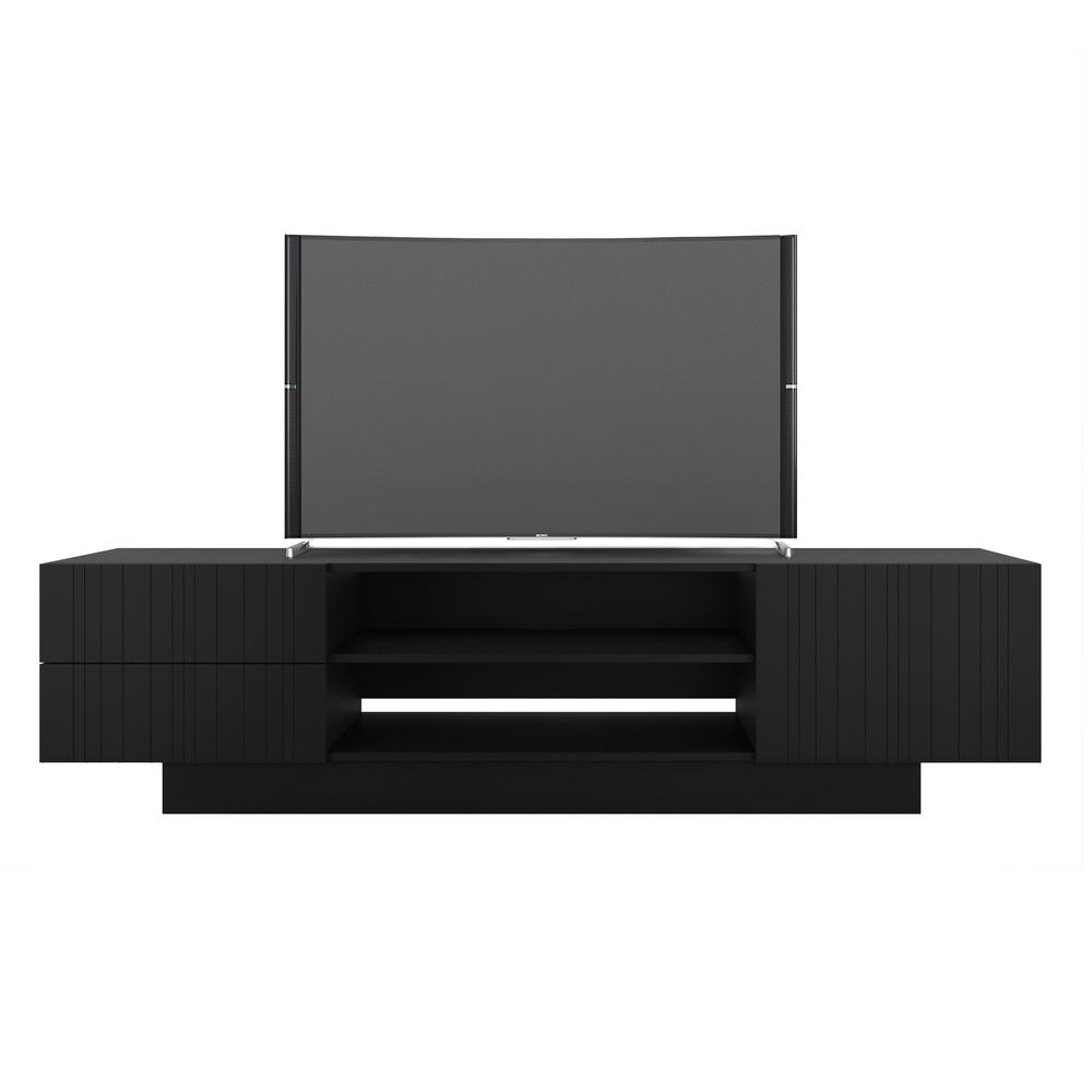 72-Inch Tv Stand With 2-Drawers And Cabinet, Black. Picture 1