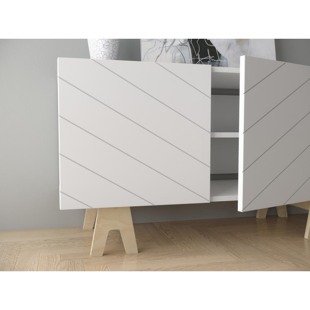 72-Inch Tv Stand With 4-Doors, White & White. Picture 5