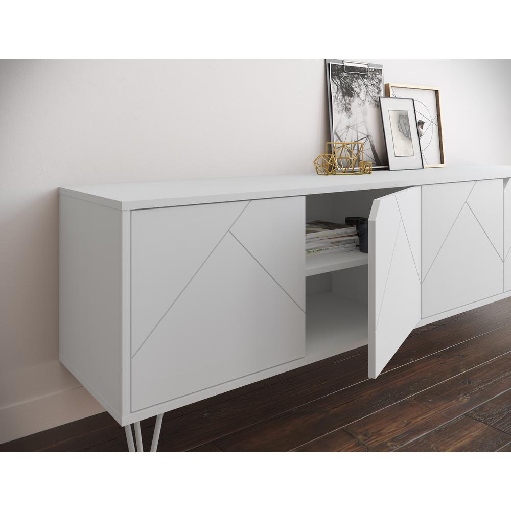 72-Inch Tv Stand With 4-Doors, White. Picture 5