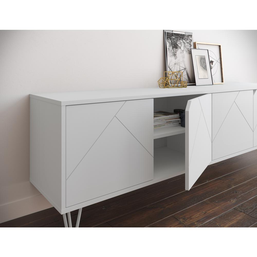 72-Inch Tv Stand With 4-Doors, White. Picture 7