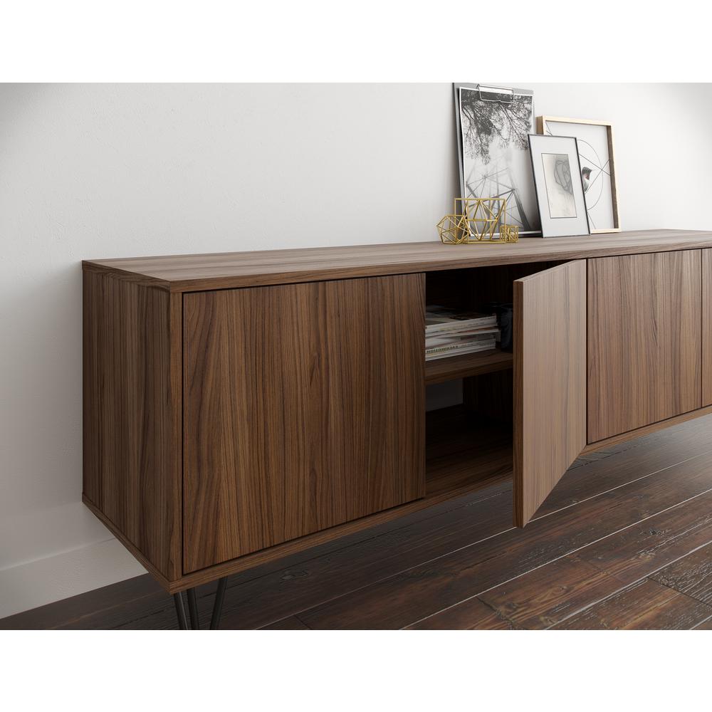 72-Inch Tv Stand With 4-Doors, Walnut. Picture 7