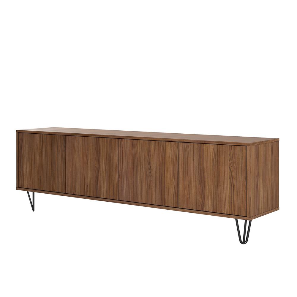 72-Inch Tv Stand With 4-Doors, Walnut. Picture 4