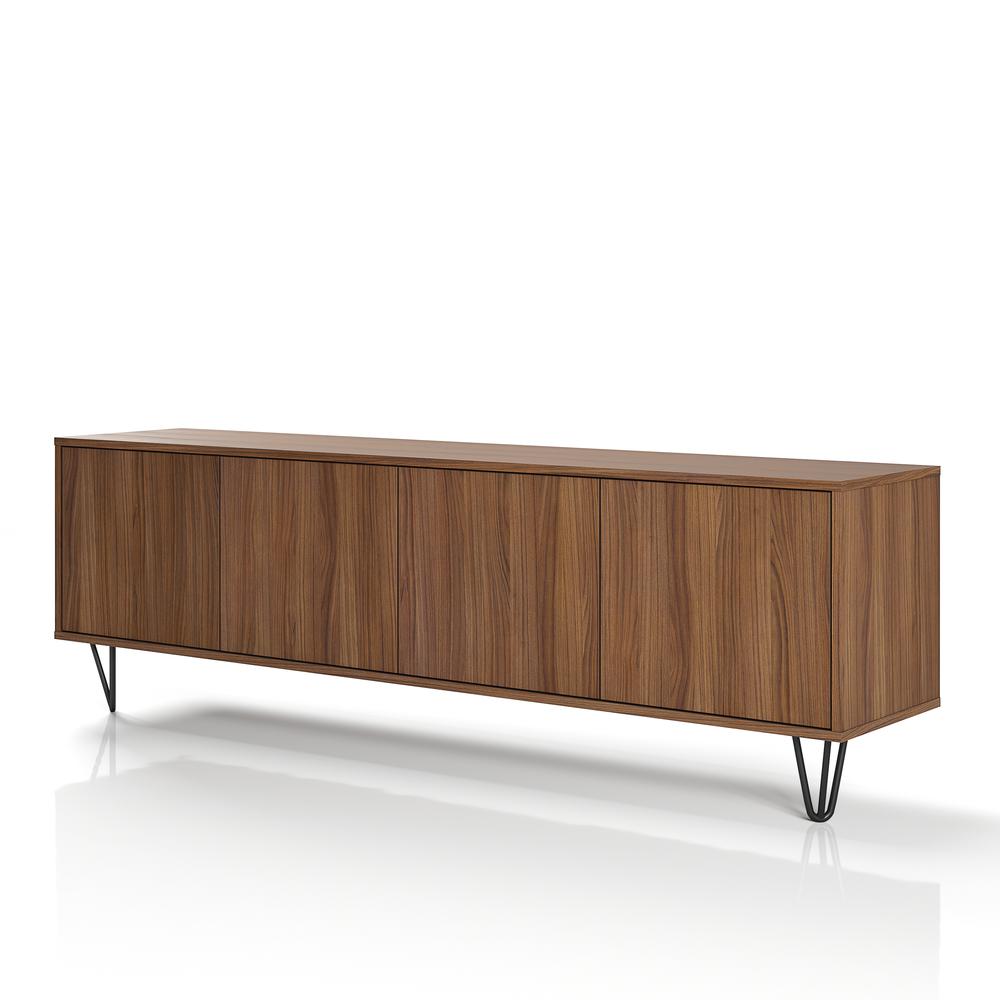 72-Inch Tv Stand With 4-Doors, Walnut. Picture 3