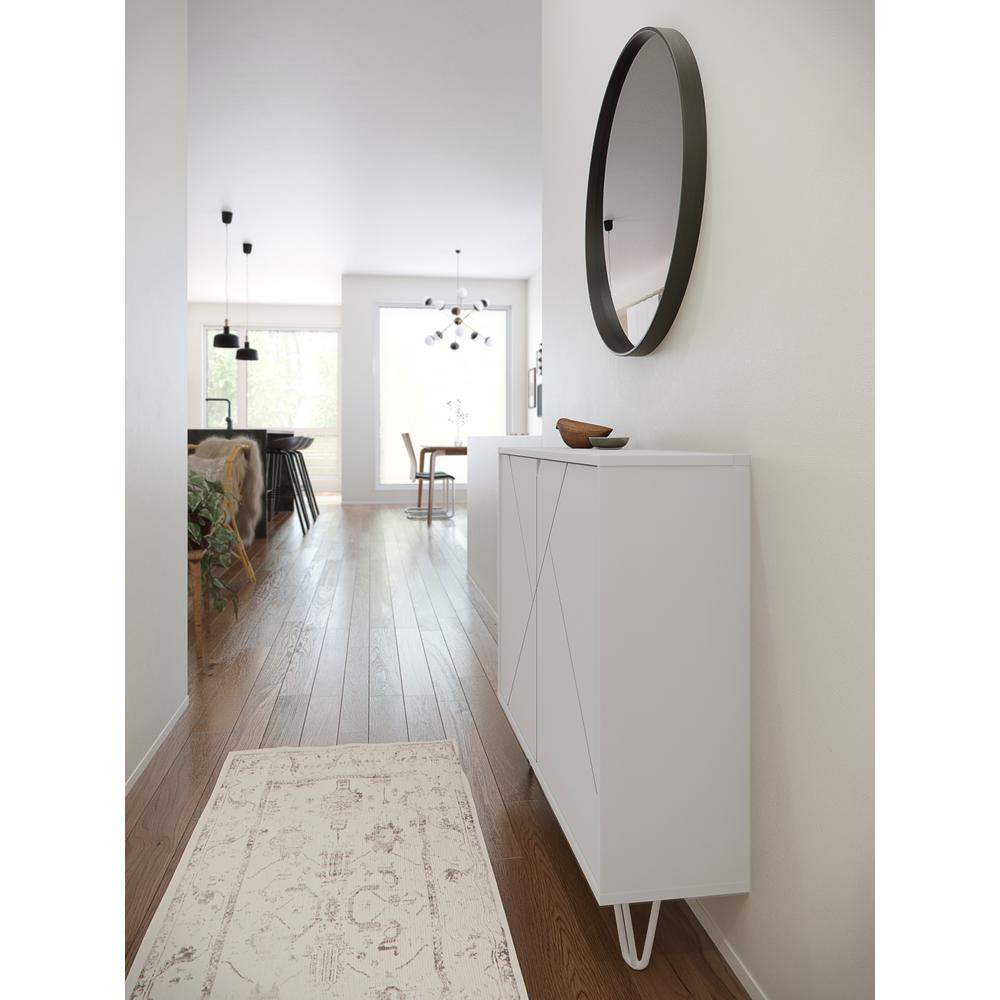 Slim 2-Door Storage Accent Cabinet, Floating And Wall Mount Bar, White. Picture 7