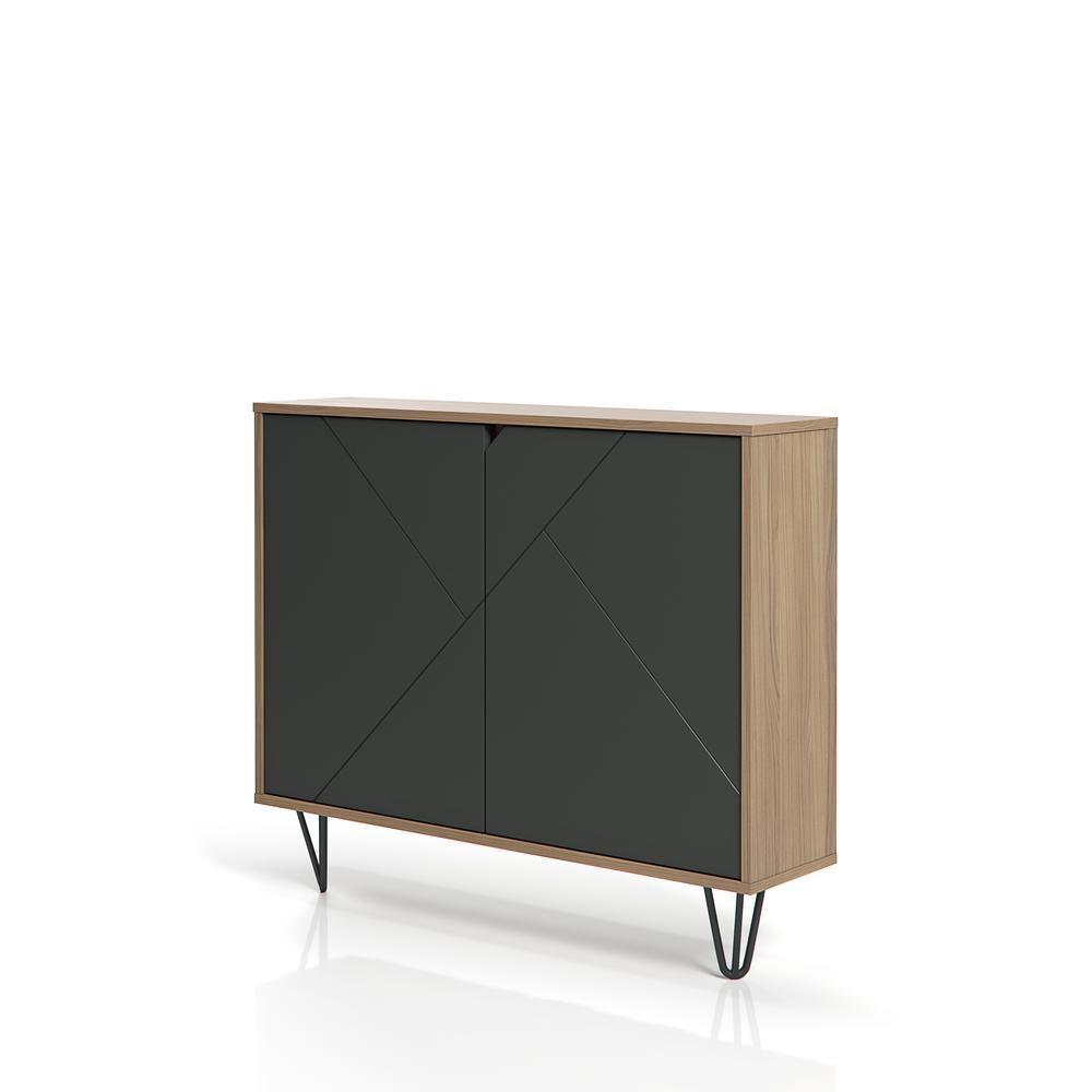 Slim 2-Door Storage Accent Cabinet, Floating And Wall Mount Bar, Nutmeg. Picture 3