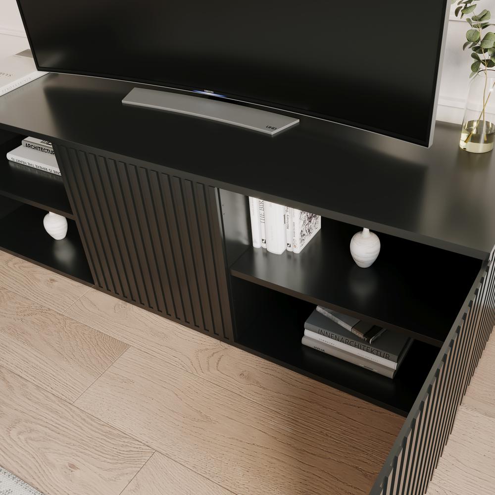 Trelisse Black 60 inch TV Stand with 3 doors. Picture 6