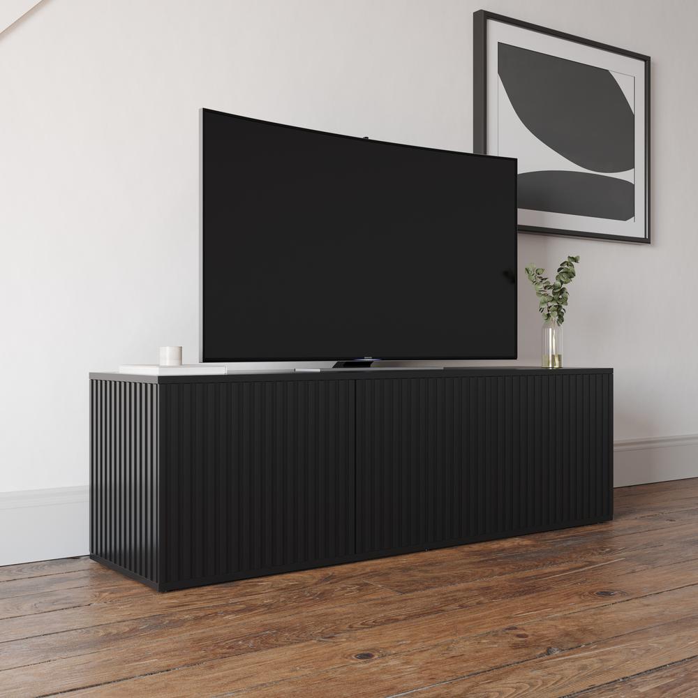Trelisse Black 60 inch TV Stand with 3 doors. Picture 4
