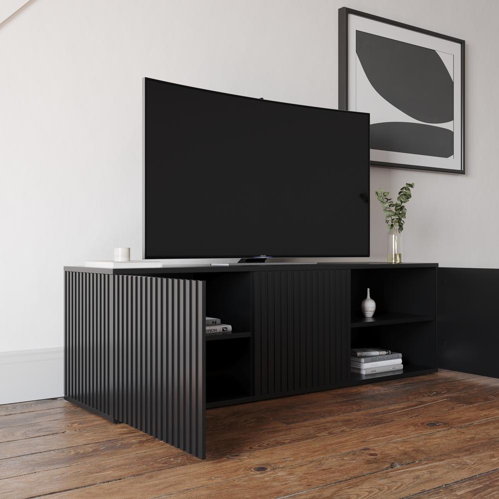 Trelisse Black 60 inch TV Stand with 3 doors. Picture 5
