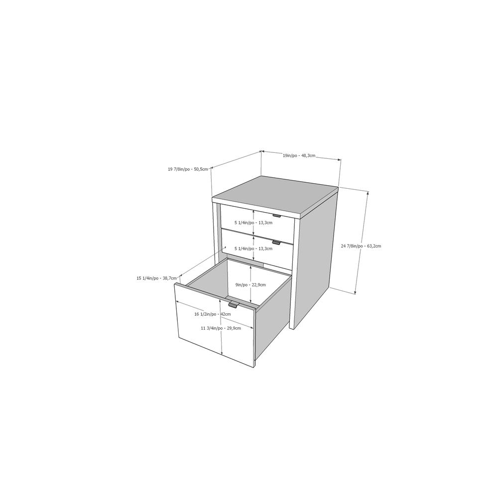 Nexera 211203 Liber-T Filing Cabinet,  3-Drawer, White and Walnut. Picture 5