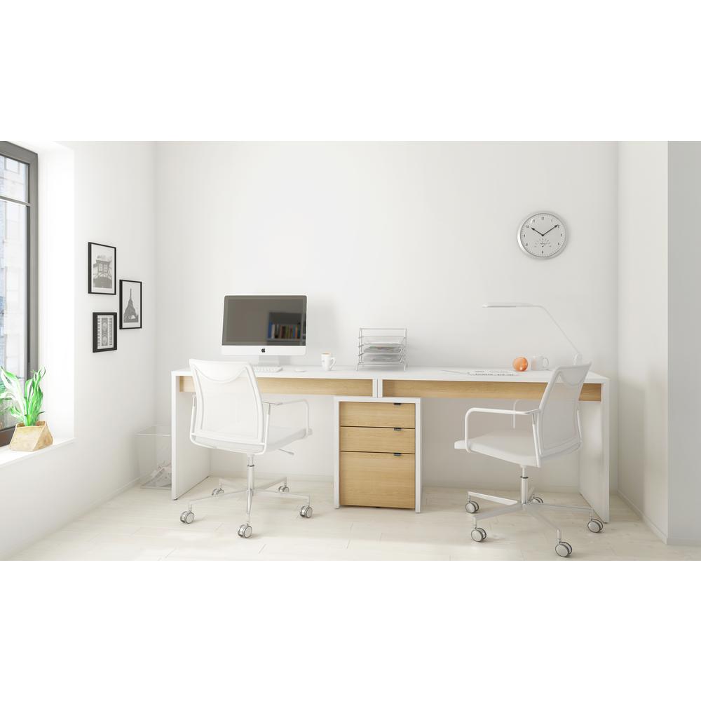 Chrono 3 Piece Home Office Set, Natural Maple & White. Picture 2