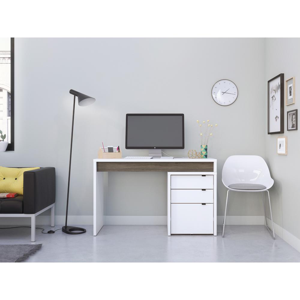Nexera 211348 Chrono Reversible Desk Panel, Bark Grey & White. Picture 1