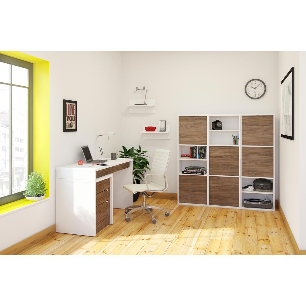 Multi-Purpose Storage Office Storage And Filling Cabinet, White & Walnut. Picture 4