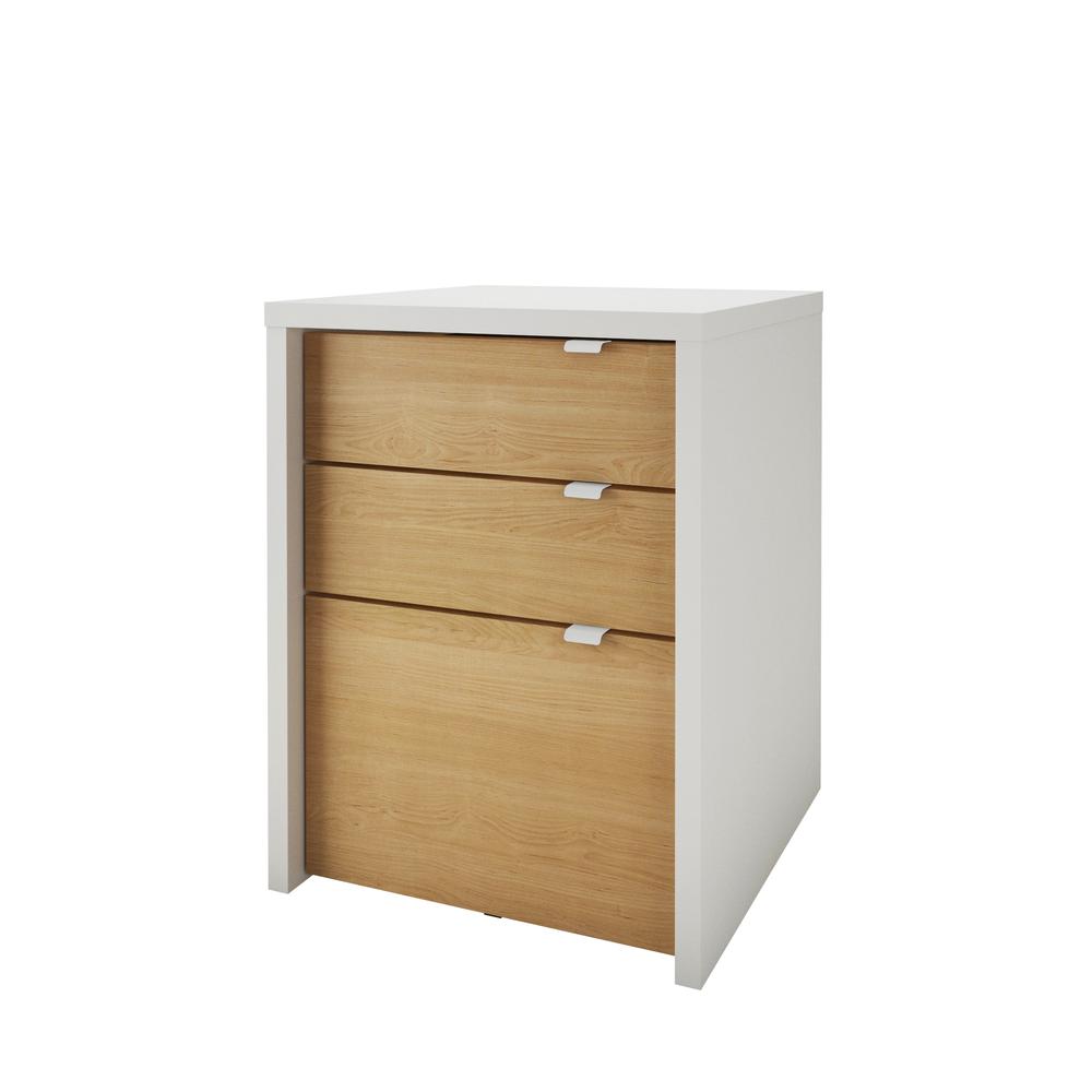 Multi-Purpose Storage Office Storage And Filling Cabinet, White & Natural Maple. Picture 1