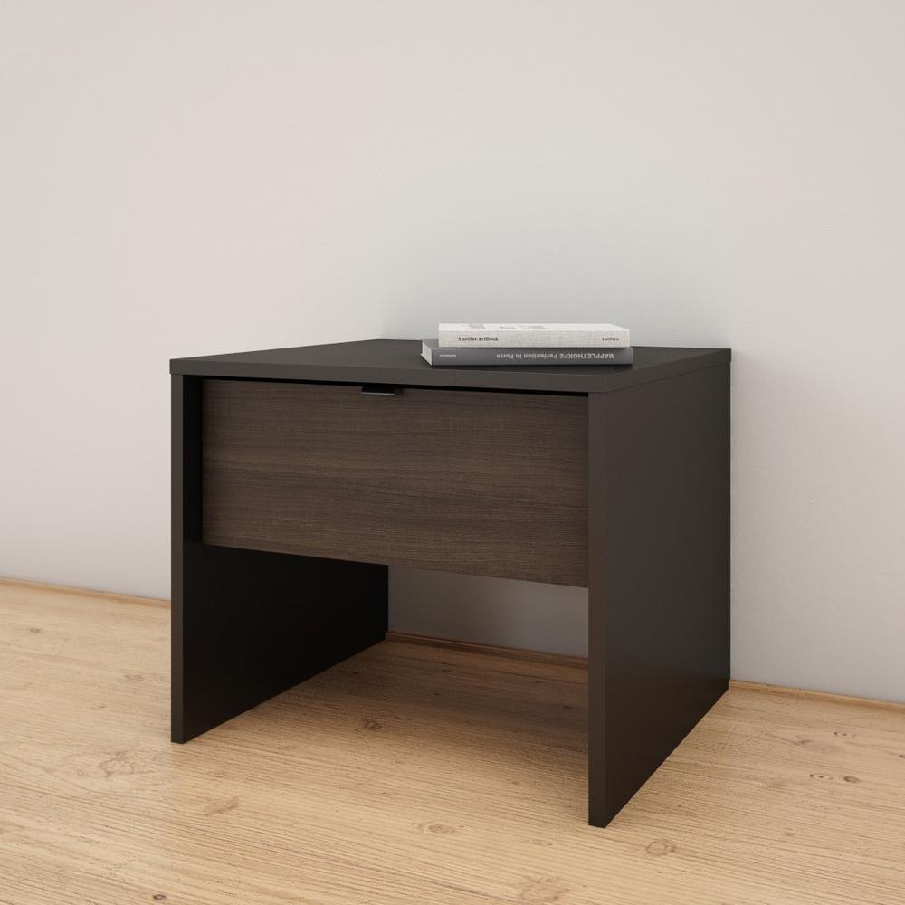 Nightstand With 1-Drawer, Black & Ebony. Picture 2