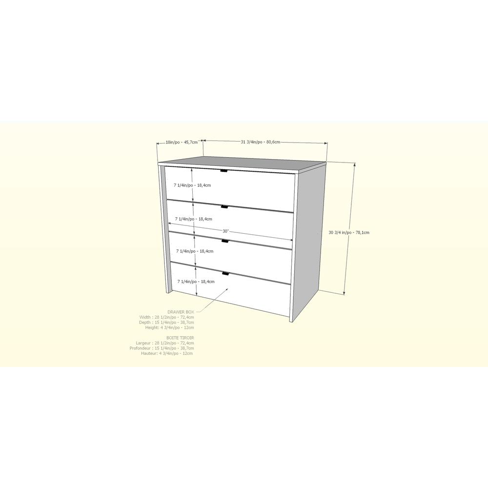 4-Drawer Dresser Chest, White & Walnut. Picture 8