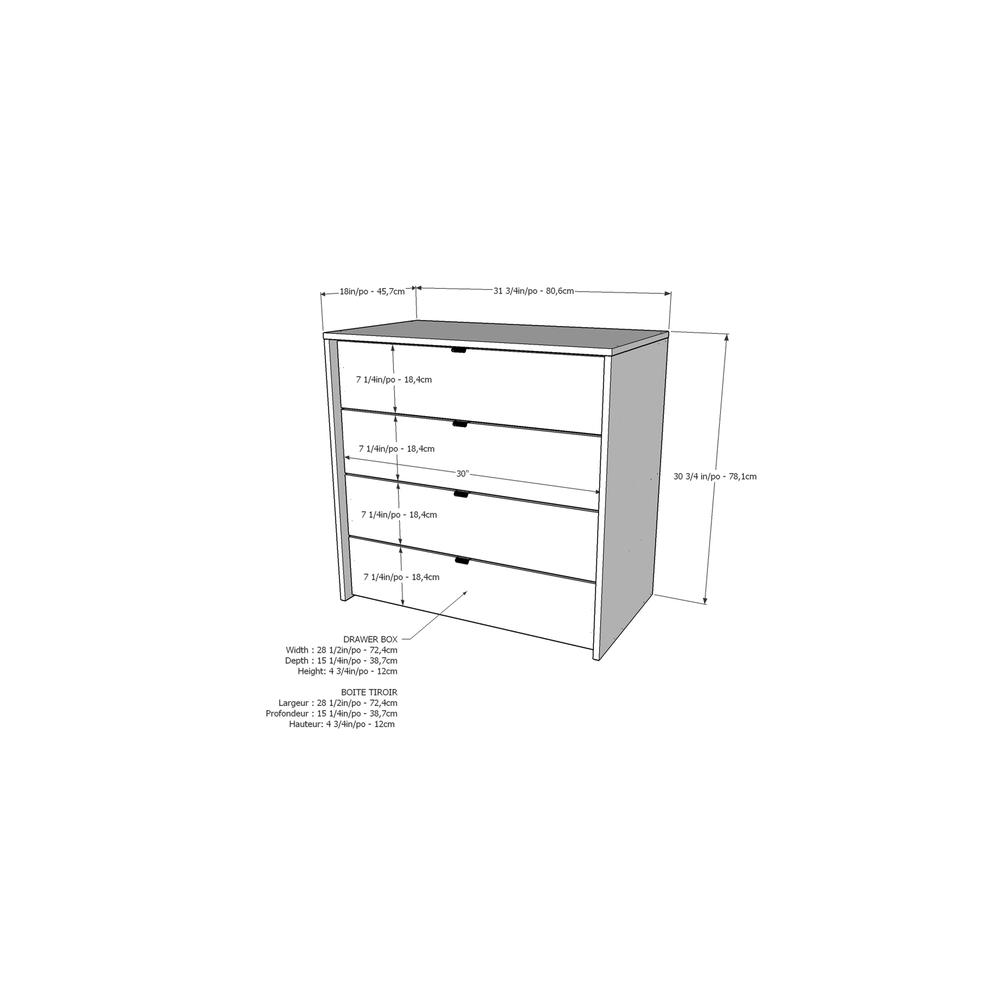 4-Drawer Dresser Chest, White & Bark Grey. Picture 3