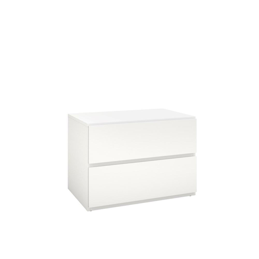 Nightstand With 1-Drawer And Folding Door, White. Picture 1