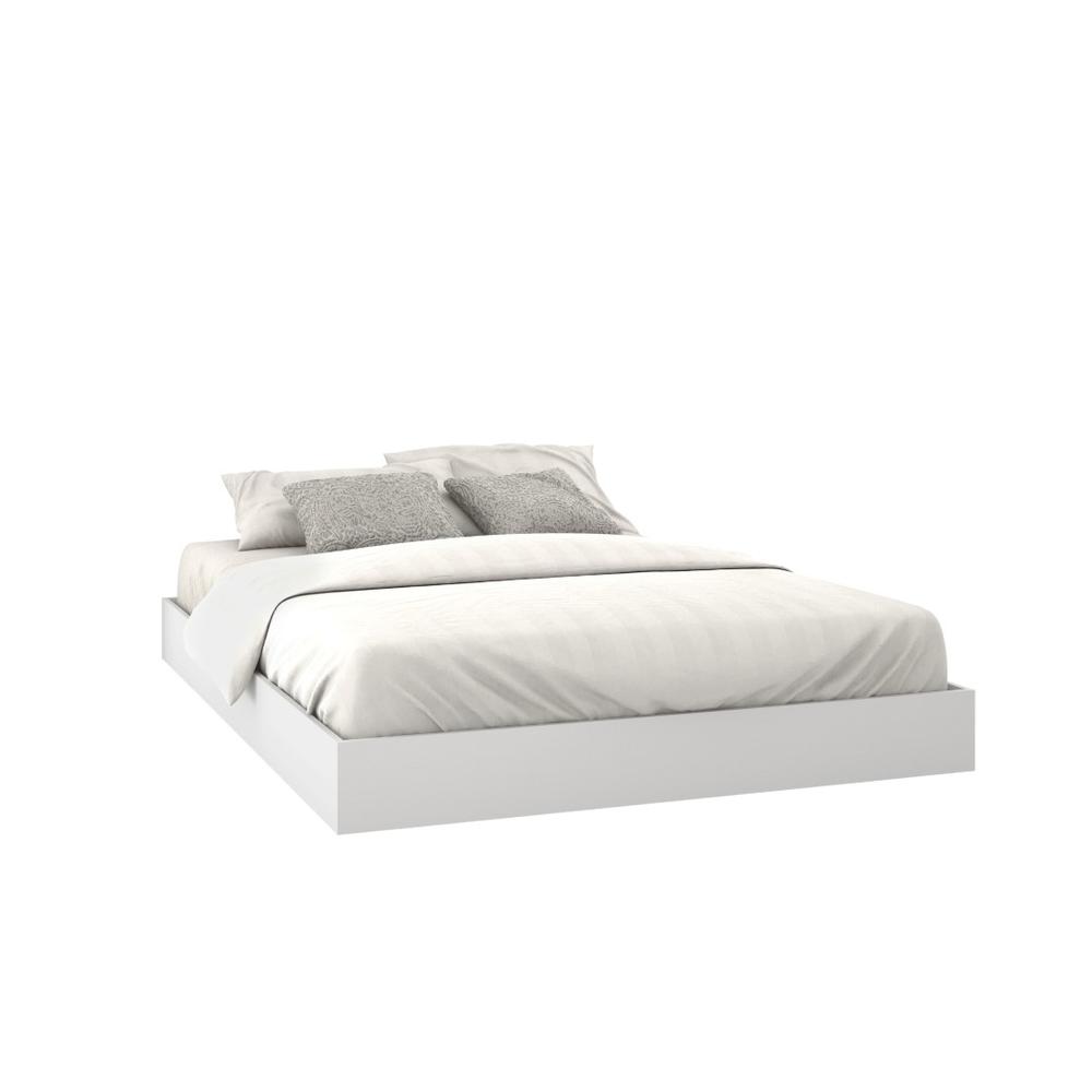 Platform Bed Frame, Queen|White. Picture 1