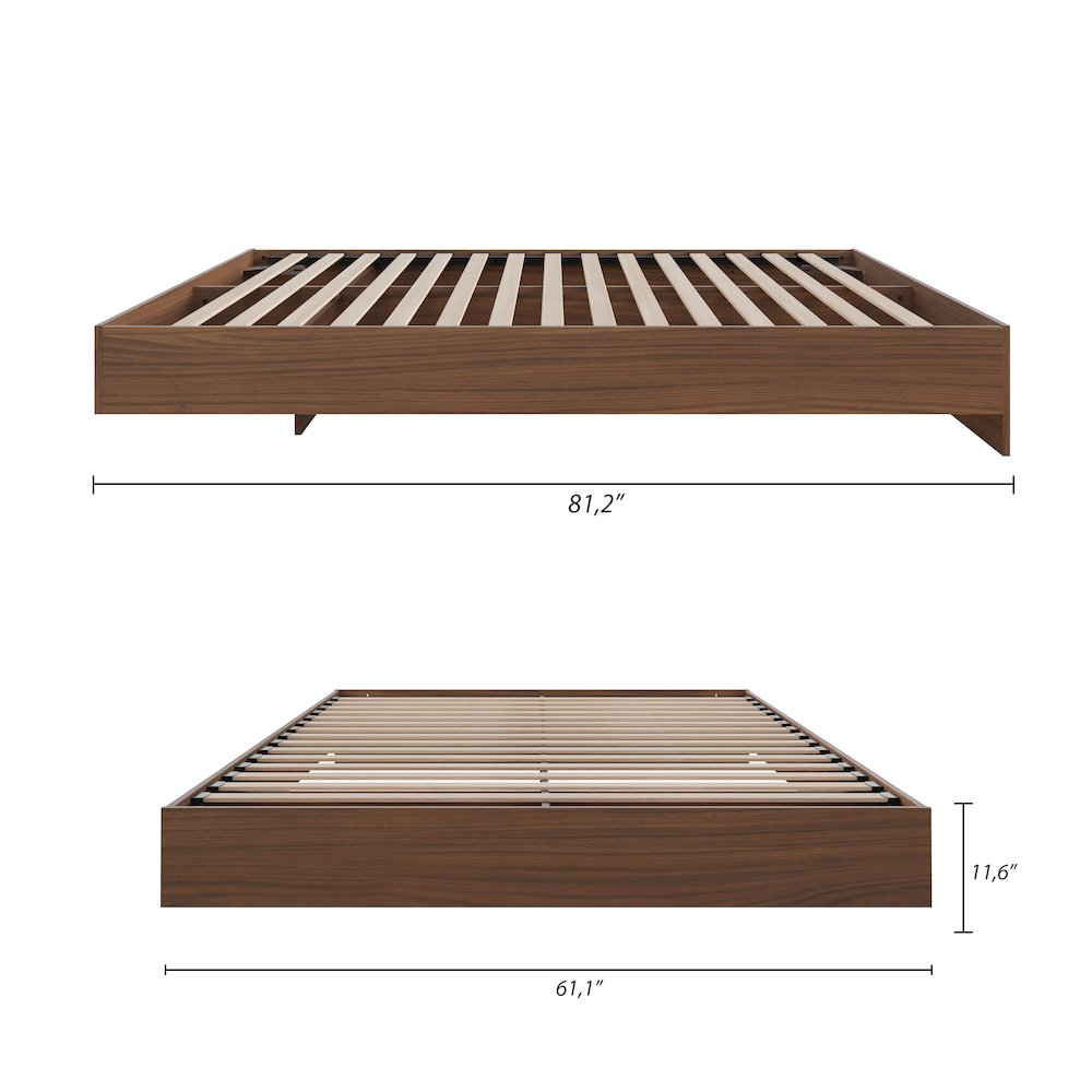 Platform Bed Frame, Queen|Walnut. Picture 7