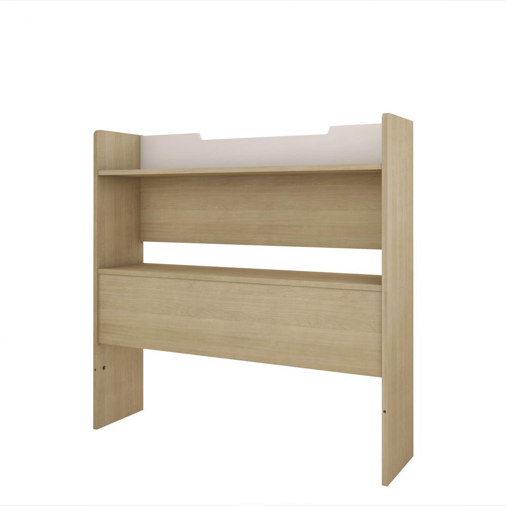 Bookcase Headboard, Twin|Natural Maple & White. Picture 1