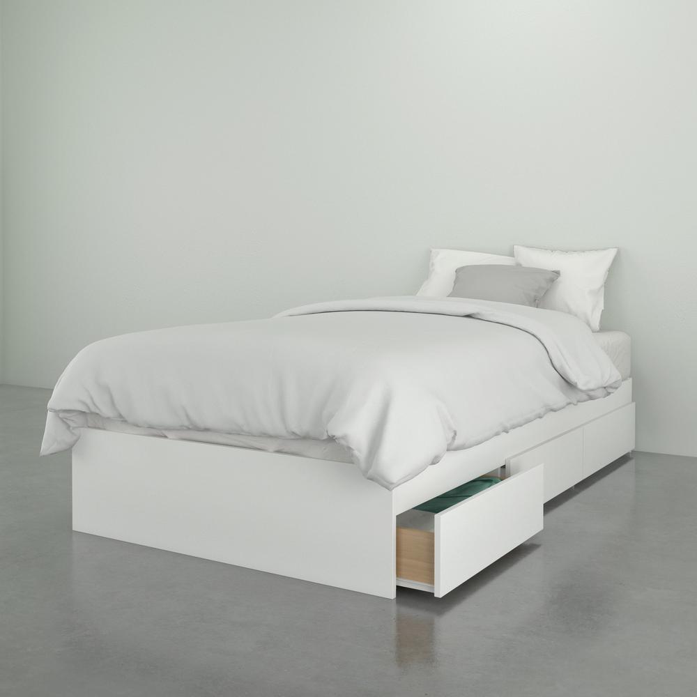 3-Drawer Storage Bed Frame, Twin|White. Picture 3