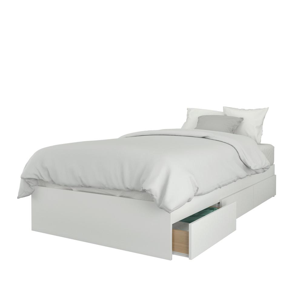 3-Drawer Storage Bed Frame, Twin|White. Picture 1