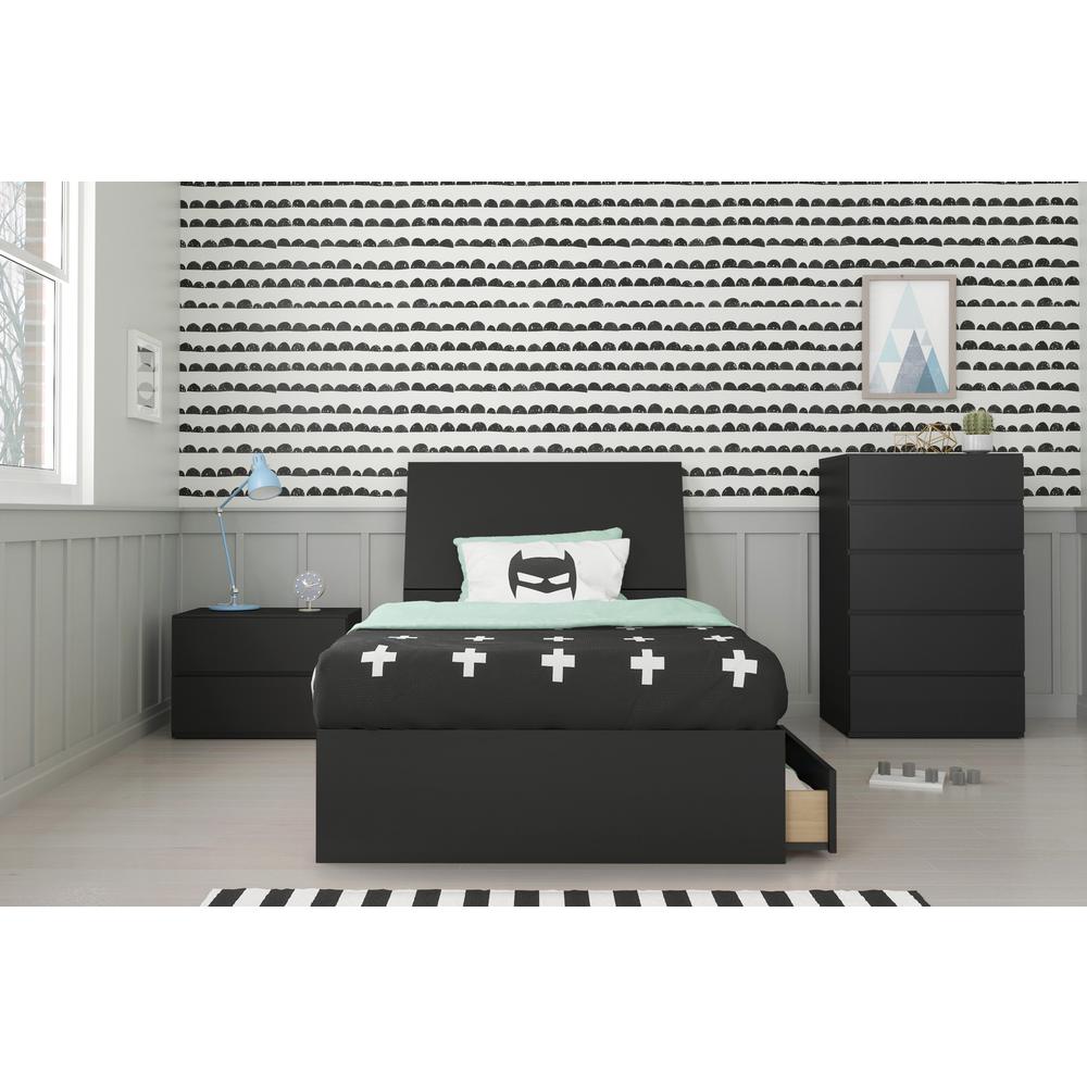 3-Drawer Storage Bed Frame, Twin|Black. Picture 3